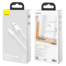 Кабель Baseus Simple Wisdom Series Fast Charging Data Cable USB to Micro USB 2.1A 1.5m Набор 2 шт Білий