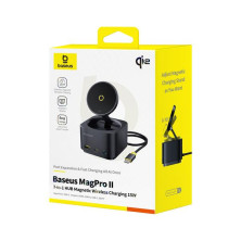 USB-хаб з Бездротовою зарядкою Baseus 7in1 MagPro Series 2 7-Port Type-C HUB Adapter Type-C to USB3.2*2, Type-C3.2*1, Type-C(PD)*1, 4KHDMI, SD/TF 3.0 Чорний