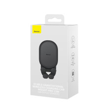 Бездротовий автомобільний зарядний пристрій Baseus Stable Gravitational Wireless Charging Car Mount Pro з технологією Qi 15W Чорний