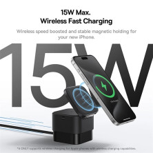 Бездротовий зарядний пристрій Baseus MagPro Series 2-in-1 Magnetic з функцією MagSafe і Qi2 20W та вбудованим кабелем Type-C Чорний