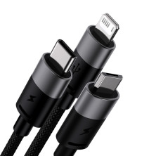 Кабель Baseus StarSpeed 3-in-1 Fast Charging Data Cable USB to Lightning+Type-C+MicroUSB 3.5А 0.6m Черный