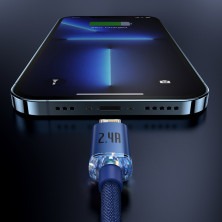 Кабель Baseus Crystal Shine Series USB to Lightning 2.4A 1.2m Синий