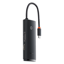 USB-хаб Baseus 6in1 Lite Series 6-Port Type-C HUB Adapter Type-C to USB3.0*2, Type-C*1, 4KHDMI, TF, SD  Черный