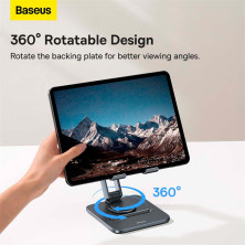 Підставка для телефона і планшета настільна Baseus Desktop Biaxial Foldable Metal Stand for Tablets обертання 360° Сірий
