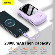 УМБ Baseus Q Pow 20000mAh 22.5W 5A с технологией QC3.0+PD3.0 и Type-C кабелем 22.5W Фиолетовый