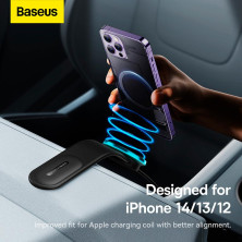 Бездротовий автомобільний зарядний пристрій Baseus C02 Pro Magnetic Wireless Charging Car Mount з технологією Qi 15W Чорний