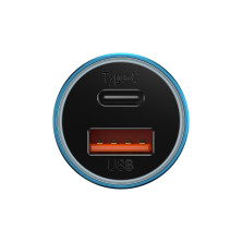 Автомобільний зарядний пристрій Baseus Golden Contactor Max Dual Fast Charger Car Charger 60W USB+Type-C Блакитний