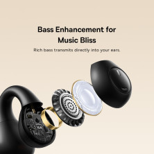 Беспроводные наушники открытого типа Baseus Bass 15 Clip Open-Ear Wireless TWS Earbuds Черный