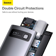 USB-хаб Baseus 4in1 Metal Gleam 4-Port Type-C HUB Adapter Type-C to USB3.0*3, RJ45 Сірий