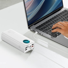 УМБ Baseus Amblight 26800mAh 65W 6A з технологією QC3.0+PD3.0 4USB+Type-C+ кабель Type-C to Type-C 100W 20V/5A 1м Білий
