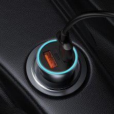 Автомобильное зарядное устройство Baseus Golden Contactor Pro Dual Quick Charger Car Charger 40W 2USB + Кабель USB to Type-C 1м Серый