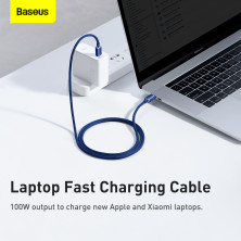 Кабель Baseus Crystal Shine Series Fast Charging Data Cable Type-C to Type-C 100W 20V 5A 1.2m Синій