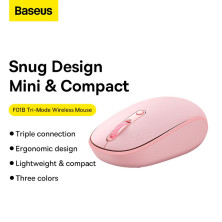 Беспроводная мышка Baseus F01B Tri-Mode Wireless Mouse 2.4G/BT1+BT2 800-1200-1600dpi Розовый