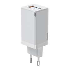 Сетевое зарядное устройство Baseus Quick GaN2 Pro QC4.0+PD3.0 65W USB+2Type-C 5A + кабель Baseus Type-C to Type-C 100W 20V/5A 1м Белый