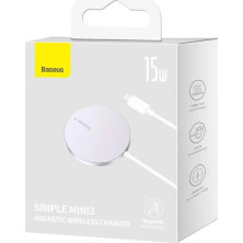 Бездротовий зарядний пристрій Baseus Simple Mini3 Magnetic з функцією MagSafe і Qi 15W Сріблястий