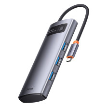 USB-хаб Baseus 4in1 Metal Gleam 4-Port Type-C HUB Adapter Type-C to USB3.0*4 Сірий