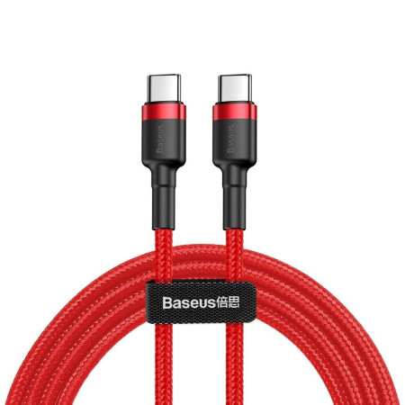 Кабель Baseus Cafule Flash Charging Data Line Cable Type-C to Type-C PD 2.0 QC 3.0 60W 20V 3A 1m Красный