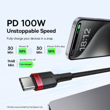 Кабель Baseus Cafule Flash Charging Data Line Cable Type-C to Type-C PD 2.0 QC 3.0 100W 20V 5A 1m Набор 2 шт Черный