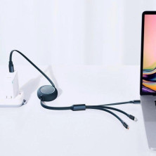 Кабель Baseus Bright Mirror 2 Series Retractable 3-in-1 Fast Charging Data Cable Type-C to Lightning+Type-C+MicroUSB 100W 1.1m Синий