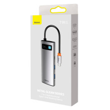USB-хаб Baseus 7in1 Metal Gleam 7-Port Type-C HUB Adapter Type-C to USB3.0*2, Type-C(PD)*1, Type-C*1, 4KHDMI, TF, SD Серый