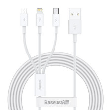 Кабель Baseus Superior Series 3-in-1 Fast Charging Data Cable USB to Lightning+Type-C+MicroUSB 3.5А 1.5m Білий