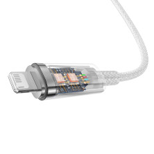Кабель Baseus Explorer Series with Smart Temperature Control Fast Charging Data Cable USB to Lightning 2.4A 1m Білий