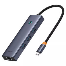 USB-хаб Baseus 6in1 UltraJoy 6-Port Type-C HUB Adapter Type-C to USB3.0*3, Type-C(PD)*1, 4KHDMI, RJ45 Сірий