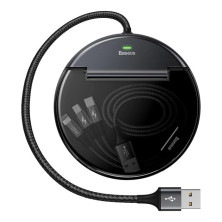 Кабель станція для зарядки Baseus Car Sharing Charging Station 6-in-1 USB to Lightning+Type-C+MicroUSB 3А 1m Чорний