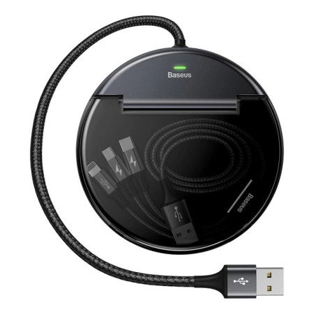 Кабель станція для зарядки Baseus Car Sharing Charging Station 6-in-1 USB to Lightning+Type-C+MicroUSB 3А 1m Чорний