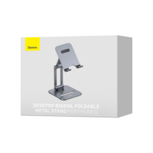 Підставка для телефону настільна Baseus Desktop Biaxial Foldable Metal Stand for Phones Сірий
