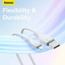 Кабель Baseus Pudding Series Fast Charging Data Cable USB to Lightning 2.4A 2m Білий