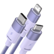Кабель Baseus StarSpeed 3-in-1 Fast Charging Data Cable USB to Lightning+Type-C+MicroUSB 3.5А 1.2m Фіолетовий