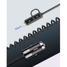 Автомобильное зарядное устройство Baseus Enjoy Together 2в1 4.8A USB с зарядным кабелем Type-C / Lightning 1.2м Черный