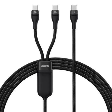 Кабель Baseus Flash Series 2 2-in-1 Fast Charging Data Cable Type-C to Type-C+Type-C 100W 1.5m Чорний