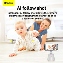 Смарт держатель для смартфона одноосевой стабилизатор Baseus 360°AI Following Shot Tripod Head Белый