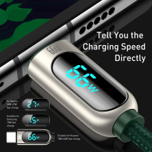 Кабель Baseus Display Series Fast Charging Data Cable USB to Type-C 66W 11V 6A 2m Зеленый