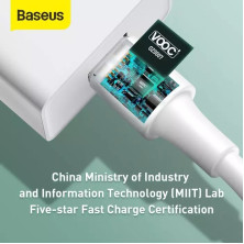 Кабель Baseus White Series Support VOOC Quick Charging Cable USB to Type-C 100W 20V 5A 1m Белый