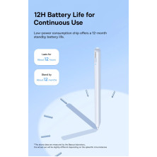 Стілус для iPad Baseus Writing 2 Series Plug-Type USB-C Active Wireless Version з LED індикатором 12 годин Білий
