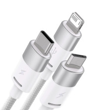 Кабель Baseus StarSpeed 3-in-1 Fast Charging Data Cable USB to Lightning+Type-C+MicroUSB 3.5А 1.2m Белый