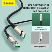 Кабель Baseus Cafule Cable Suppport VOOC USB to Type-C 100W 20V 5A 1m Чорний