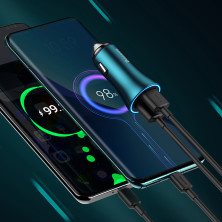 Автомобільний зарядний пристрій Baseus Golden Contactor Max Dual Fast Charger Car Charger 60W 2USB Блакитний