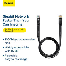 Кабель Baseus High Speed RJ45 Gigabit Network Cable Ethernet Плоский 2m Черный