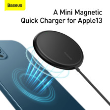 Беспроводное зарядное устройство Baseus Simple Mini Magnetic с функцией MagSafe и Qi 15W Черный