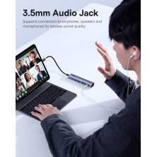 USB-хаб Baseus 7in1 UltraJoy AIR 7-Port Type-C HUB Adapter Type-C to USB3.0*2, Type-C(PD)*1, 4KHDMI, AUX, SD/TF 3.0 Серый