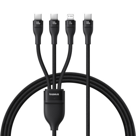 Кабель Baseus Flash Series 3 3-in-1 Fast Charging Data Cable  Type-C to Lightning+Type-C+Type-C 100W 1.5m Чорний