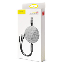 Кабель Baseus Fabric Flexible 3-in-1 Fast Charging Data Cable USB to Lightning+Type-C+MicroUSB 3.5А 1.2m Черный