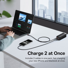 Кабель Baseus Cafule Flash Charging Data Line Cable Type-C to Type-C PD 2.0 QC 3.0 100W 20V 5A 1m Набор 2 шт Черный