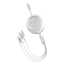 Кабель Baseus Bright Mirror Retractable 3-in-1 Fast Charging Data Cable USB to Lightning+Type-C+MicroUSB 3.5А 1.2m Білий