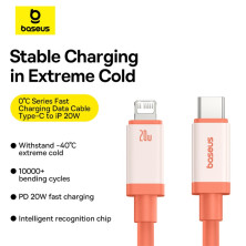 Кабель Baseus 0℃ Series Fast Charging Data Cable Type-C to Lightning PD 20W 2m Оранжевый