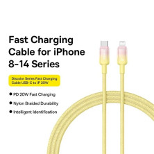 Кабель Baseus Discolor Series Fast Charging Data Cable Type-C to Lightning PD 20W 1m Желтый